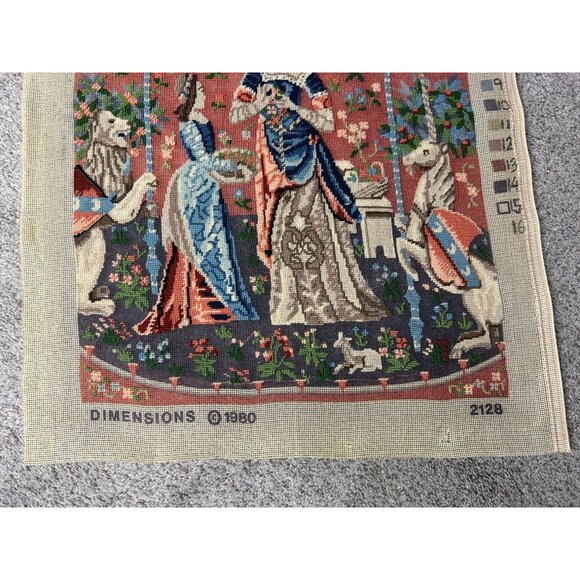 Dimensions Unfinished Needlework 1980 #2128 Cluny L'odorat Lady Unicorn - Picture 3 of 14